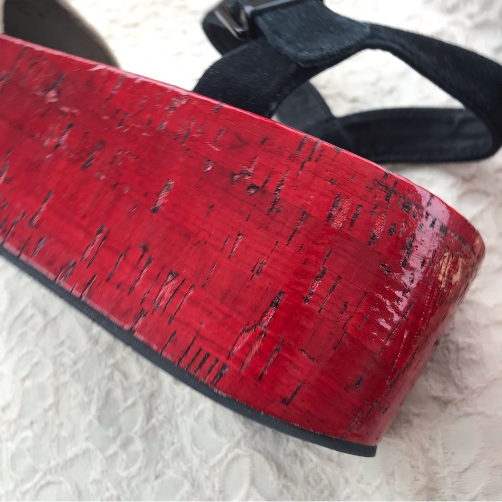 Kenneth Cole Danton platform shoes red/black straps size 9M - Picture 5 of 16